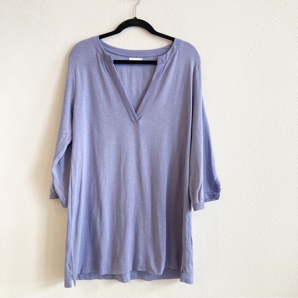 Soft SurroundingsTunicTop Blouse Purple Cotton Longline 25413 Cotton V Neck L